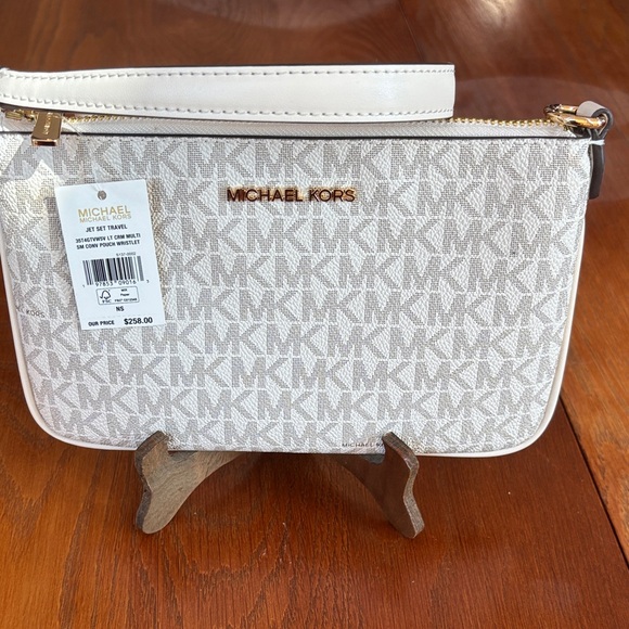 Michael Kors White and Gray Monogram Clutch - Picture 1 of 2